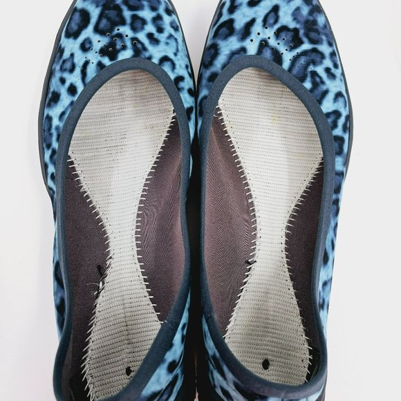 LISSOM Flytes 11.5 Ballet Flats Blue Leopard Print Navy Soles Slip On Comfort - Picture 11 of 15